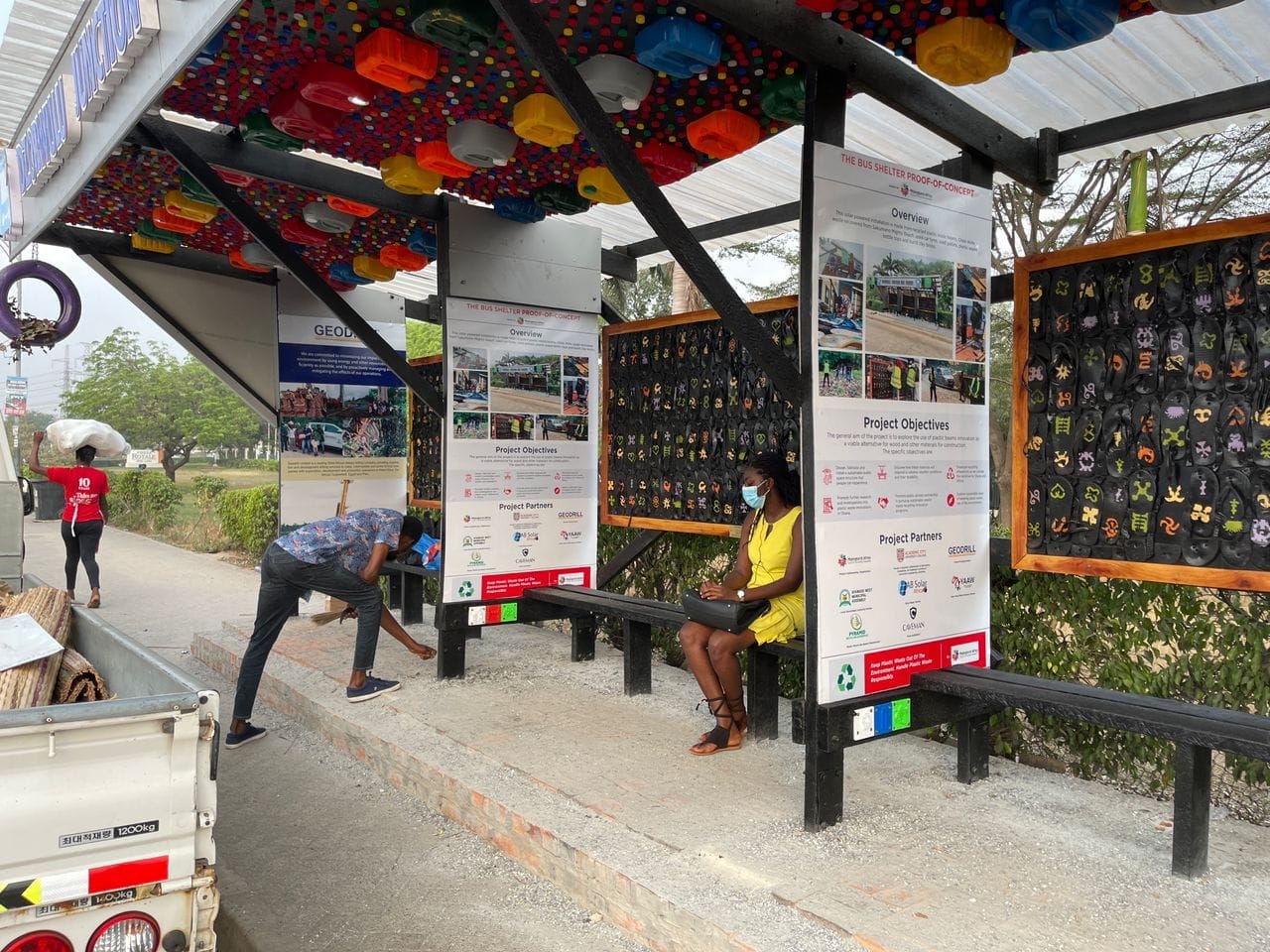 Geodrill supports installation of first-ever public eco bus shelter in Ghana