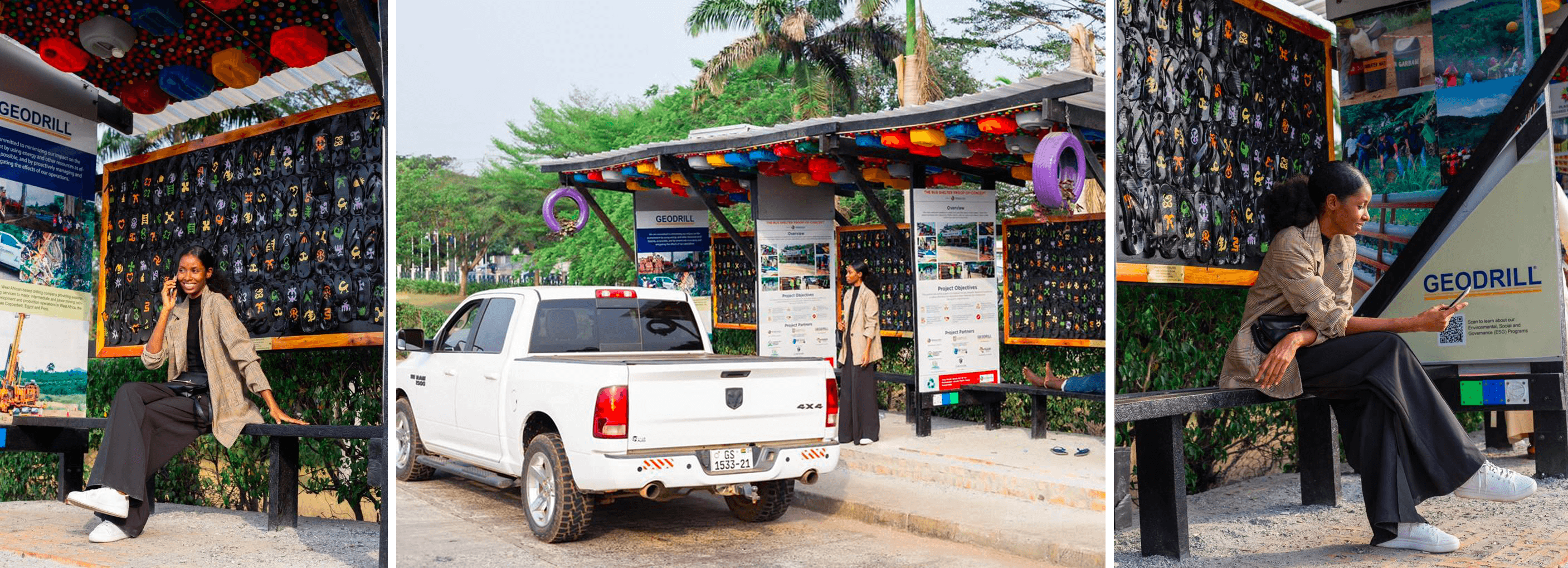 Geodrill supports installation of first-ever public eco bus shelter in Ghana